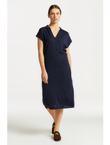 ŠATY GANT LINEN-BLEND COLLAR DRESS modrá XS