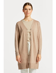 SVETR GANT LINEN-BLEND LONG V-NECK CARDIGAN hnědá XS