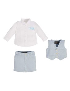 Outlet GUESS Chlapecký společenský komplet košile, vesta a kraťasy GUESS, světle modrý LITTLEMAN