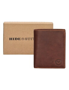 Hide & stitches Japura kožená peněženka v krabičce na výšku - koňaková