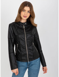 BASIC Černá koženková dámská bunda --black
