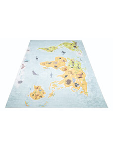 Chemex Dětský koberec Emma Kids - světové kontinenty - modrý Rozměr koberce: 80x150 cm