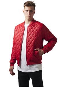 UC Men Diamond Quilt Synthetic Leather Jacket fire red