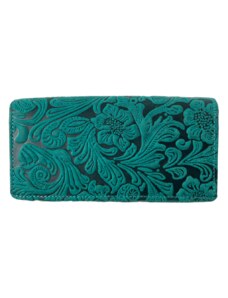 Lozano Dámská kožená peněženka s květinami zelená 4412
