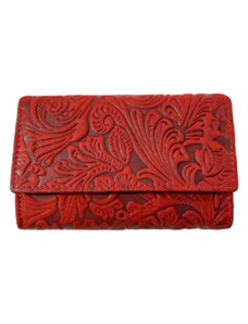 Lozano Dámská kožená peněženka s květinami červená 4415