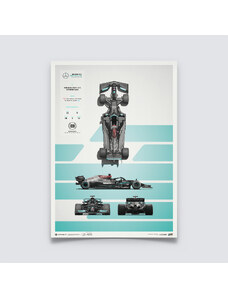 Automobilist Posters | Mercedes-AMG Petronas F1 Team - F1 W12 E Performance - Blueprint - 2021, Limited Edition of 200, 50 x 70 cm