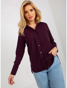 Fashionhunters Tmavě fialová dámská klasická košile s límečkem
