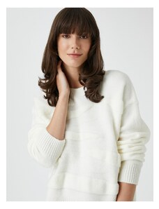 Koton Şahika Ercümen X - Oversize svetr s měkkou texturou s kulatým výstřihem