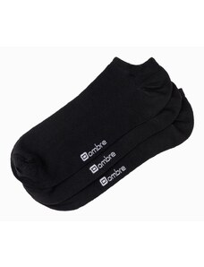 Ombre Clothing Pánské ponožky na nohy 3-pack - černé V2 OM-SOSS-0102