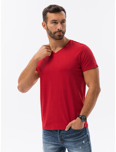 Ombre Clothing Pánské tričko Classic BASIC s výstřihem - červené V14 S1369