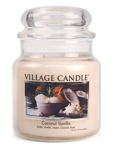 VILLAGE CANDLE vonná svíčka ve skle Coconut Vanilla, střední