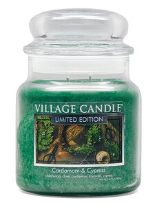 VILLAGE CANDLE vonná svíčka ve skle Cardamom & Cypress, střední