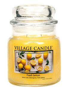VILLAGE CANDLE vonná svíčka ve skle Fresh Lemon, střední