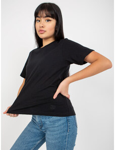 Fashionhunters Černé jednobarevné tričko s kulatým výstřihem od MAYFLIES