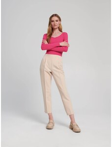 Sinsay - Tričko s dlouhými rukávy a vysokým podílem bavlny - sytě růžová