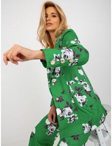 Fashionhunters Zelené elegantní sako s růžemi z obleku