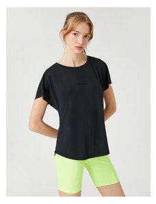 Koton Modal Blended Sports T-Shirt Short Sleeve Printed Silky Textured
