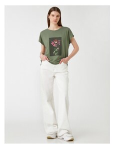 Koton Floral Printed T-Shirt Short Sleeve Crew Neck