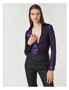 Koton Glittery Decollete Slim-fit Shirt