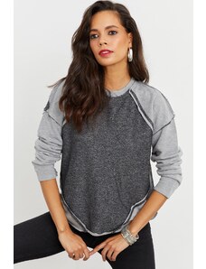 Cool & Sexy Women's Gray Block Sweatshirt IZ79