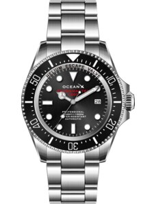 Stříbrné pánské hodinky Ocean X s ocelovým páskem SHARKMASTER 1000 SMS1011B - Silver Automatic 44MM