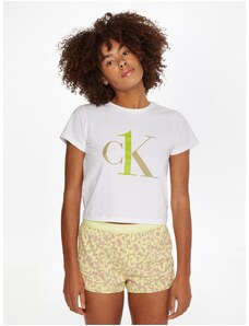 Žluto-bílé dámské vzorované pyžamo Calvin Klein Underwear - Dámské