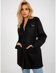 Fashionhunters Černý kabátek sakového střihu s kapsami