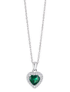 Stříbrný přívěsek Velvet Heart, srdce s kubickou zirkonií Preciosa, 5370 66 zelená/emerald
