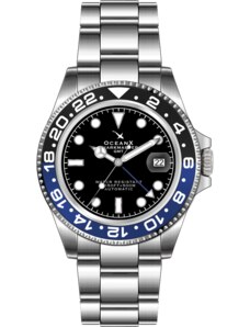 Stříbrné pánské hodinky Ocean X s ocelovým páskem SHARKMASTER GMT SMS-GMT-541 - Silver Automatic 42MM