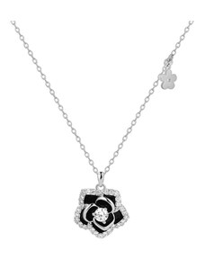 GRACE Silver Jewellery Stříbrný náhrdelník se zirkony Kamélie - květina, stříbro 925/1000