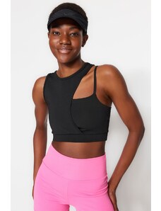 Trendyol Knitted Sports Bra with Black Mid Support/Styling Rope Strap