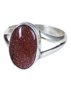 Stříbrný prsten vykládaný slunečním kamenem, AG 925/1000, 5g, Nepál 60 , Stříbrná , Nepál , Ag925, 5g