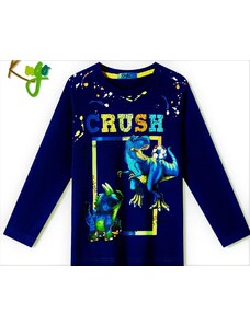 KUGO-Chlapecké triko s dlouhým rukávem Dinosauři tmavě modré