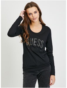 Černé dámské tričko s dlouhým rukávem Guess Mirela - Dámské