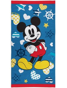 Himatsingka EU Plážová osuška Mickey Mouse - Disney - motiv Nautical - 100% bavlna, froté s gramáží 320 g/m² - 70 x 140 cm