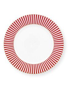 Pip Studio Royal stripes talíř Ø21cm, bílo-tmavě růžový