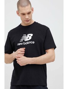 Bavlněné tričko New Balance černá barva, MT31541BK-1BK