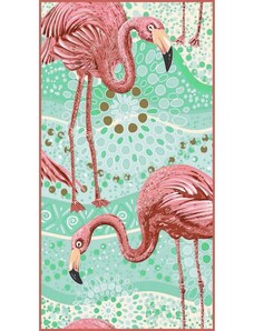 Flamenco Mystique Velký Plážový Ručník s Vzorem Flamingos, 170x90 cm, Polyester