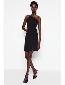 Večerní šaty Trendyol Black Body-Fitting Lined Woven Otriches