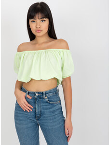 BASIC LIMETKOVÝ CROP TOP SE SPADLÝMI RUKÁVY -LIMON Limetková