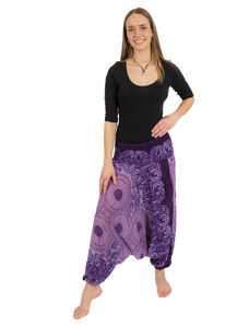 Turecké kalhoty fialové s mandalami