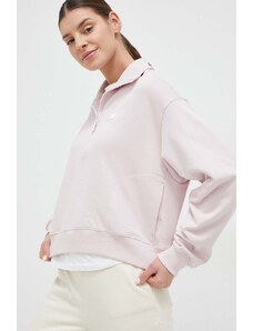 Bavlněná mikina New Balance dámská, růžová barva, hladká, WT31501SOI-SOI