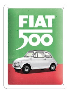 Nostalgic Art Plechová cedule Fiat 500 Italské barvy 15 cm x 20 cm