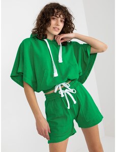 Fashionhunters Zelená letní základní tepláková souprava s krátkou mikinou