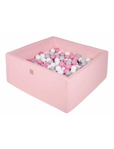 MeowBaby Suchý bazének s míčky 90x90x40cm s 200 míčky, čtvercový, růžový: bílá, šedá, růžová