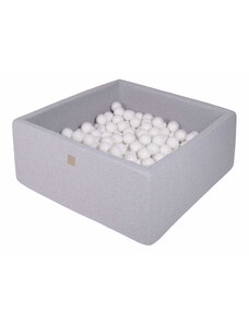 MeowBaby Suchý bazének s míčky 90x90x40cm s 200 míčky, čtvercový, šedý: bílá