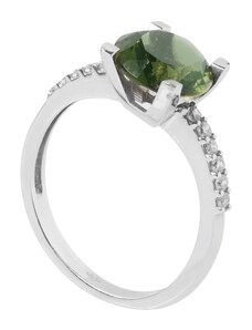 Luxusní prsten s Vltavínem a Zirkony Planet Shop