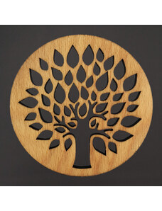 AMADEA Dřevěný podtácek kulatý strom, masivní dřevo, průměr 10,5 cm