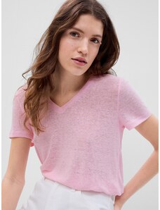 GAP Lněné tričko s krátkým rukávem Růžová