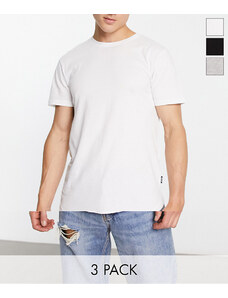 ONLY & SONS 3 pack curve hem t-shirt in multi